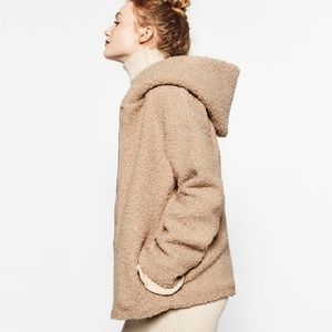 Great Zara Fleece knotted hooded jacket